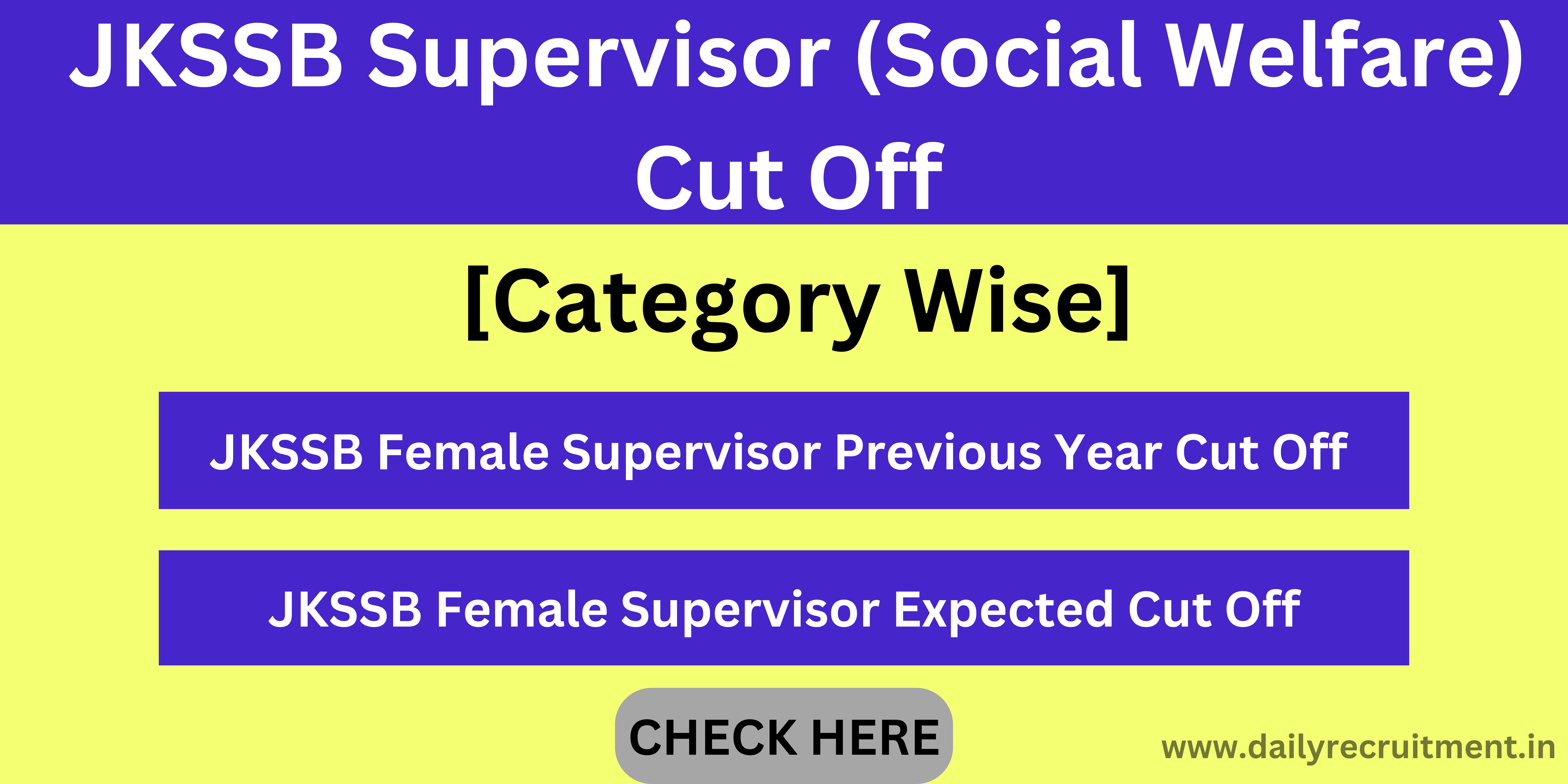 JKSSB Supervisor (Social Welfare) Cut Off